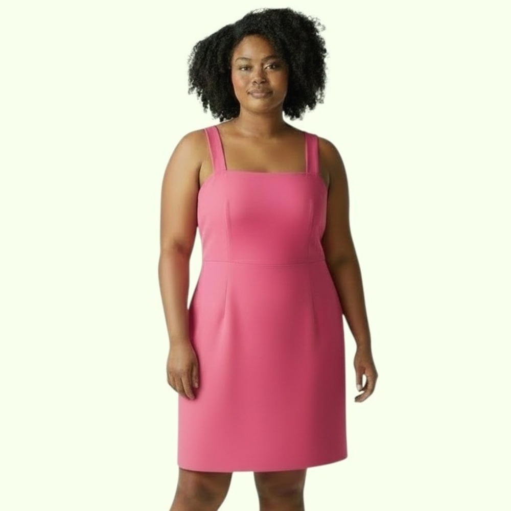 On 34th Jazzy Pink Core Ponte Mini Dress Square Neck Sleeveless 20W 100183754WN